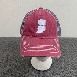 Indiana Home Distressed Baseball Hat Womens OSFM Maroon Navy Acid Wash Strapback